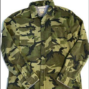 LL BEAN CAMOUFLAGE FLEECE LONG SLEEVE SHIRT JACKET